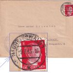 DR - 8 Pfg. AH Ortsbrief (Notkuvert) (14) Greifswald 9.3.45