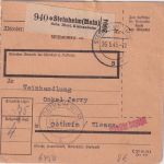 DR - Steinheim (Main) 1943 Gebühr bezahlt L1 Paketkarte/Selbstbucher n. Ostheim