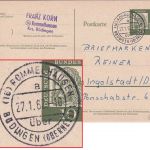 BRD - (16) Rommelhausen ü. Büdingen Poststelle I Ganzsache n. Ingolstadt 1962