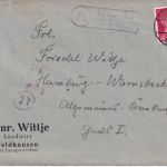 DR - (24) Hamburg 9.1.45 Maschinenstempel Not(wende)kuvert n. Langenwarden