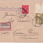 All.Bes. - 1 M. Taube Oberrand/ndgz u.a. Einschreibebrief Homberg 2 1947