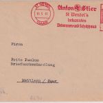 Saar - St. Wendel 24 Pfg. apt. AFS "Anton Stier" Brief n. Mettlach 1947