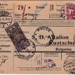 DR - 1 M. Reichspostamt u.a. Paketkarte n. BULGARIEN Triebes - Rustschuk 1915