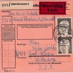 BRD - 5x1 DM Heinemann Eilboten-Paketkarte Rheinbach 3 - Groß Werzin 1974