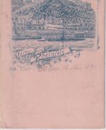Rheinland-Pfalz - Rheinfels Burgruine Dampfer sw-Federlitho Vorläufer 1894