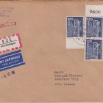 BRD - 3x120 Pfg. I&T Luftpost-Einschreibebrief Ötzingen - Lebach 1986