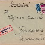 Bizone - Katzenelnbogen (Taunus) Einschreibebrief n. FFM 1951