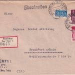 Bizone - 20+60 Pfg. Bauten Einschreibebrief Saarburg - Frankfurt a/M. 1951
