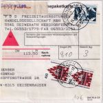 BRD - 2x450+10 Pfg. SWK Nachnahme-Paketkarte Schönecken - Geisenhausen 1992