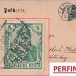 DR - 5 Pfg. Germania Perfin "JHLE" Karte Elberfeld - Schwäbisch Hall 1903