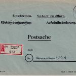 BRD - Wuppertal-Barmen 1955 Einschreiben-Postsache Aufschriftsänderung RR!