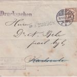 DR - 3 Pfg. Zähldienstmarke Drucksache Heidelberg - karlsruhe 1905
