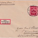 DR - 54 Pfg. 10 J. Machtergreifung Einschreibebrief SST Berlin - Nürnberg 1943