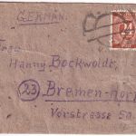 All.Bes. - Vechta Notstempel o. Dat. Brief n. Bremen ca. 1946