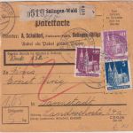 Bizone - 60+40+5 Pfg. Bauten Wertpaketkarte Solingen-Wald - Darmstadt 1948