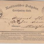 NDP/Bayern - Coblenz 26/8 K2 (Feldpost)-Correspondenz-Karte n. Würuburg 1870