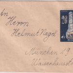 Bizone - 20 Pfg "München baut auf" Spendenvignette Ortsbrief 1949 ohne Nachporto