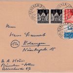 Bizone - 2 Pfg. Notopfer OBERRAND u.a. Karte München-Solln - Erlangen 1951