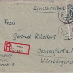AM-Post - 50+4 Pfg. amerik./dt. Druck Einschreibebrief Brilon - Ochsenfurt 1946