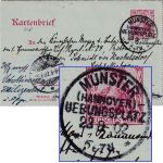 DR - Munster (Hannover) Übungsplatz 1902 10 Pfg. GA-Kartenbrief Empfänger !!