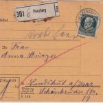 Bayern - 60 Pfg. Ludwig Paketkarte Penzberg - Landshut 1918