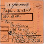 DR - Hagen 1944 85 Pfg. Registrierkassenstpl. Wertpaketkarte n. Dessau