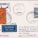 Jugoslawien - 3,20 Din. Skispringer Zuleitung LH-Erstflug FFM Hamburg 1976