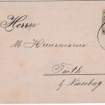 Bayern - 3 Pfg. Wappen Vertreteravis/Drucksache Ebern/Milspe - Fürth 1885
