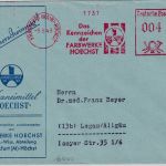 Bizone - Frankfurt a/M 1949 4 Pfg. AFS "Farbwerke Hoechst" illustr. Drucksache