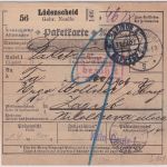 DR - Lüdenscheid 1927 Paketkarte (Selbstbucher Gebr. Noelle) n. JUGOSLAWIEN
