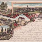 NRW - Kierspe Post Hotel Kriegerdenkmal etc. farb. Mehrbildlitho gelaufen 1897
