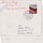 BRD/Postkrieg - "Amtlich geöffnet" Verschlussstreifen Brief Burbach - Halle 1985