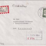 BRD - Dahlbruck ü. Kreuztal (Kr. Siegen) Poststelle I Einschreibebrief 1964