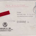 BRD - 2x40 Pfg. Heuss II Eilbrief Hilchenbach - Coburg 1957