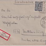 All.Bes. - 3x24+12 Pfg. Ziffer Einschreibebrief Poststelle I Dahle ü Altena 1946