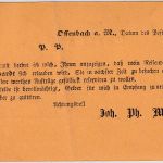 DR - 3 PfgE. Drucksachenkarte/Reisevertreteravis Offenbach - Uettingen 1876