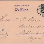 DR - 5 Pfg. K/A Perfin "A-G" Firmenkarte Offenbach (Main) - Rothenburg 1898