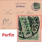 DR - 5 Pfg. K/A Perfin "A-G" Firmenkarte Offenbach (Main) - Rothenburg 1898