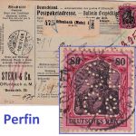 DR - 80 Pfg. Germania Perfin "StCo" Paketkarte i.d. SCHWEIZ Offenbach a/M 1916