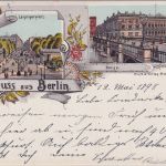 Berlin - Börse Leipziger Platz farb. Merhbildlitho gelaufen 1898
