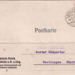 DR - 1 1/4 M. Germania Firmenkarte Mühlheim a/M. - Reutlingen 1922