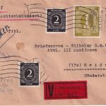 All.Bes. - 2x1 RM u.a. Wertbrief (1.500 RM) Neu Isenburg - Heidelberg 1947