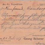DR - 3 Pfg. Krone/Adler illustr. Werbedrucksachenkarte Langen - Camberg 1899