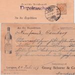 DR - 3 Pfg. Krone/Adler illustr. Werbedrucksachenkarte Langen - Camberg 1899