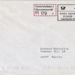 BRD - ABAS Versuch 450 Pfg. Einschreibebrief Darmstadt 11 - Berlin 1.4.96