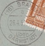 Bizone - (16) Brandau ü. Darmstadt Poststelle I Drucksache n. Dassel 1951