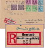 AM-Post - 2x20 Pfg. u.a. Einschreibebrief Bönningstedt 1946 Aushilfs-R-Zettel