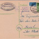 BRD - (24a) Schüttdamm ü. Himmelpforten (Niederelbe) Landpost-Ra2 Ganzsache 1951