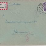 BRD - 70 Pfg. Heuss II Einschreibebrief Hechthausen - Hannover 1961