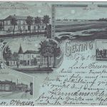 Schleswig-Holstein - Gelting Bahnhof Schloss etc. Mehrbild-Mondscheinlitho 1899